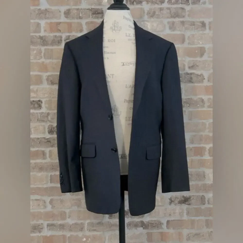 Brooks brothers 346 stretch navy blue wool sports coat blazer size 40R striped